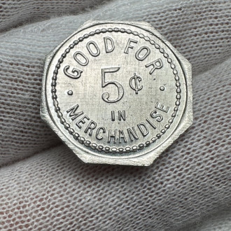Lot of 2 Merchant W Toupin Tokens 25 Cents and 5 Cents Storthoaks Saskatchewan