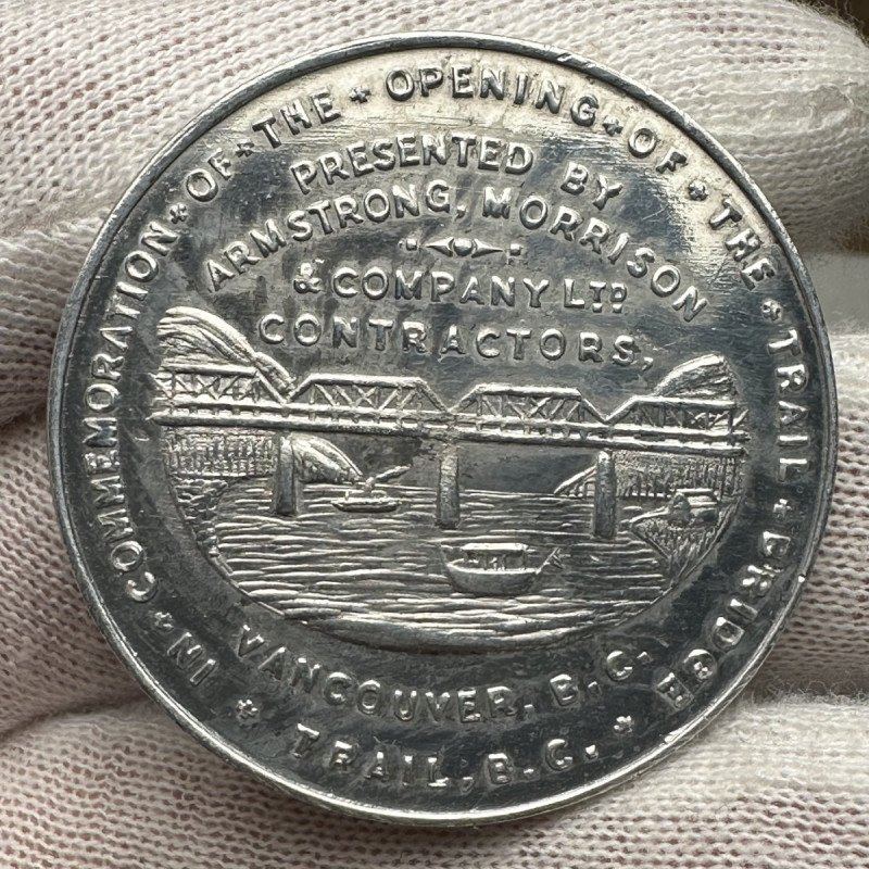 1912 British Columbia Trail Bridge Armstrong Morrison Company Aluminum Medal