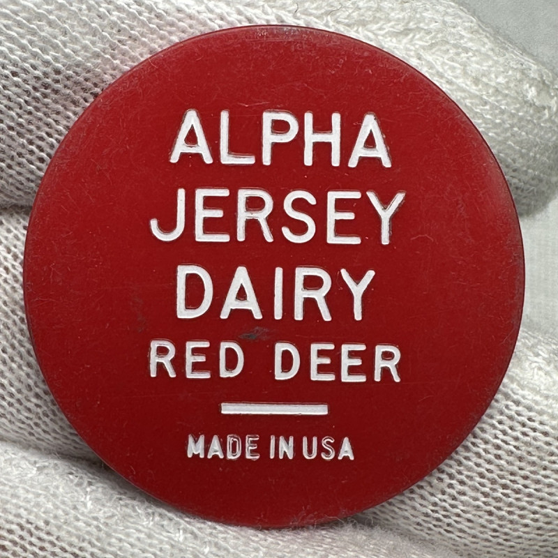 Alberta Red Deer 1 Pint Special Plastic Milk Token Alpha Jersey Dairy