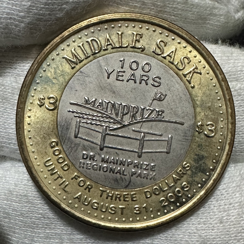 2002 Midale Saskatchewan $3 Centennial Trade Token Mainprize Regional Park