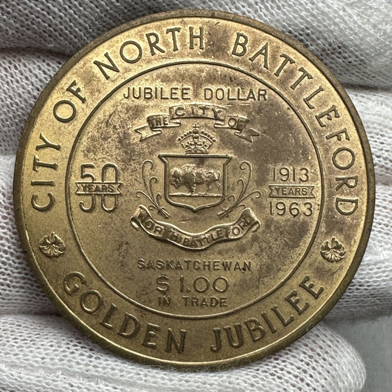 1963 North Battleford $1 Trade Token Civic Arena Farming Saskatchewan Token