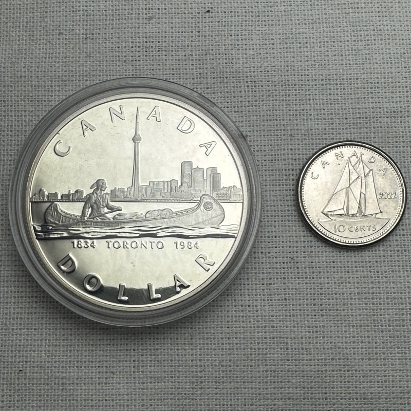 Canada 1984 150th Anniversary Toronto .500 Silver Dollar Proof Coin with box