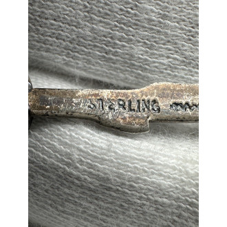 Canada Yukon sterling silver Totem spoon brooch with a silver nugget inside.