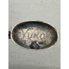 Canada Yukon sterling silver Totem spoon brooch with a silver nugget inside.