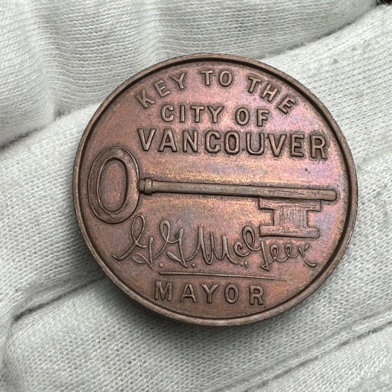 1936  Vancouver Golden Jubilee Key To The City Mayor Token