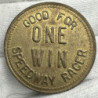 Speedway Racer Good For One Win Brass Token
