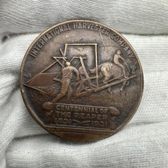 1931 US The Reaper Cyrus Hall McCormick Inventor International Harvester Company Medal Token