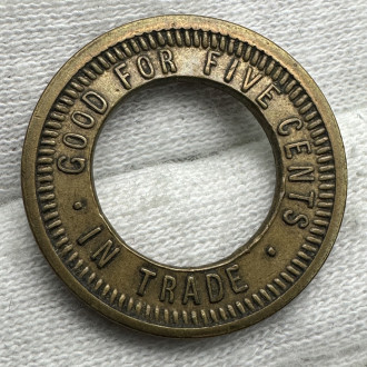 1916 Calgary North Western Novelty Co. Ltd. Good For Five Cents Brass Token