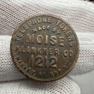 1920 San Francisco Telephone token Moise Klinkner Co Red Rubber