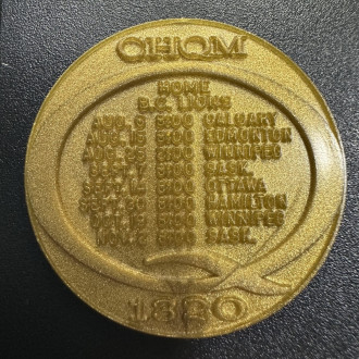 1968 BC Radio CHQM 1320 BC Lions CFL Football Schedule Plastic Token