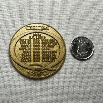 1968 BC Radio CHQM 1320 BC Lions CFL Football Schedule Plastic Token