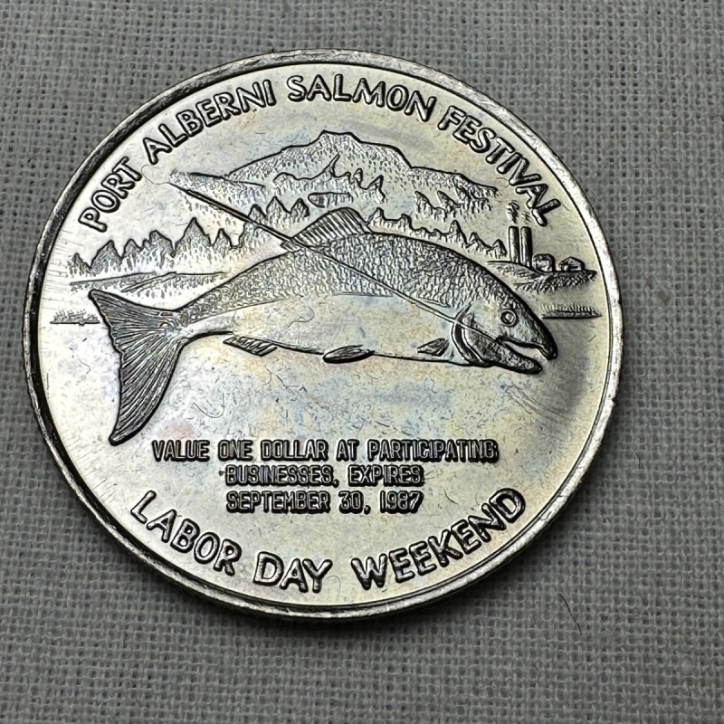 1987 Port Alberni 1 Dollar Rotary International Salmon Festival Token Minted 5K